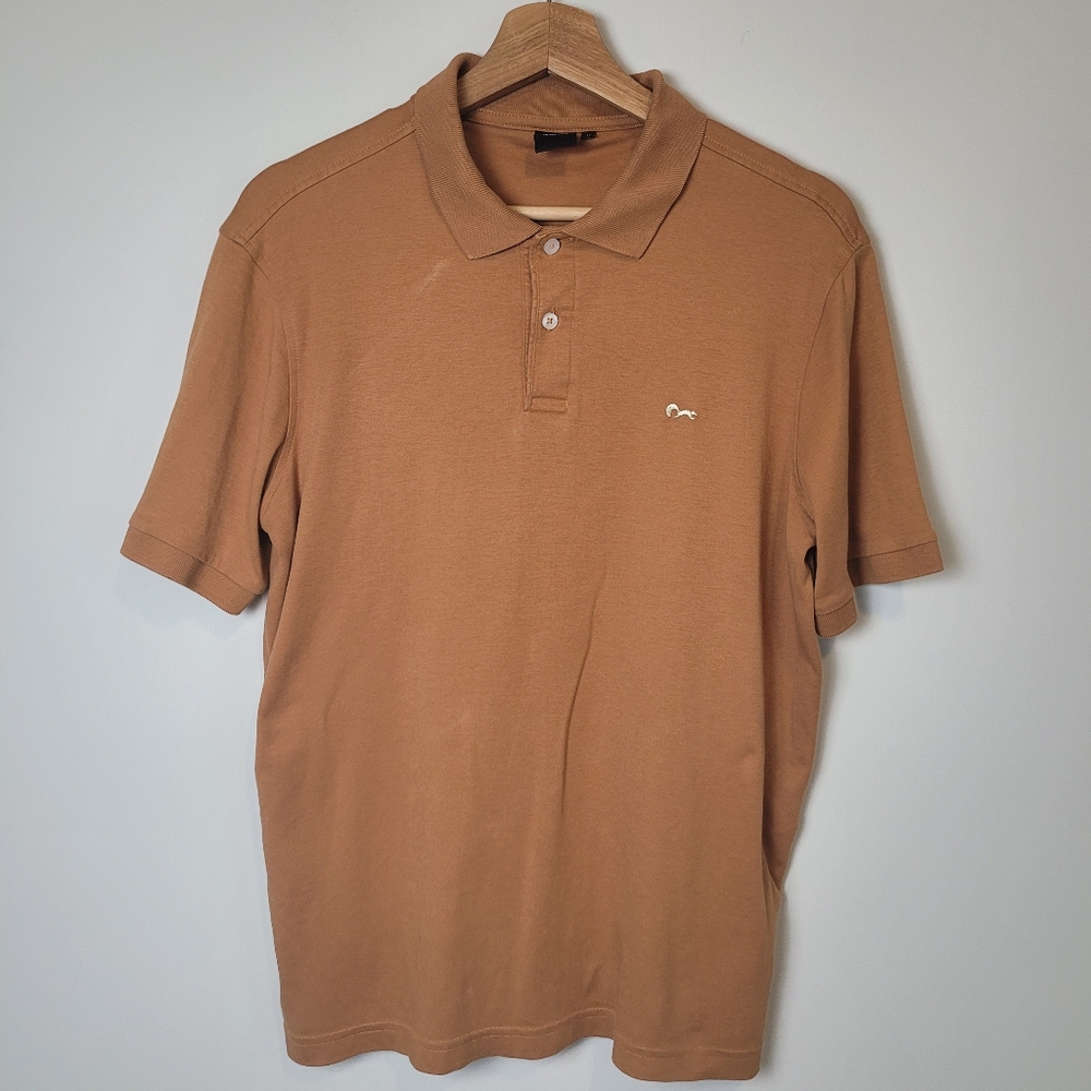 Arturo Calle Men’s Polo Shirt  Size Medium Burnt Brown Tan